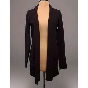 Tweeds Women's Cardigan Medium 100%  Merino Wool Sweater Deep‎ Purple Navy